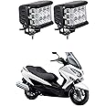 Olmeo 12 LED Fog Light with Red & Blue Strobe Waterproof Flood Beam Off Road Driving Lamp (36W, White, 2 Pcs)- for Suzuki Burgman 125 Bike
