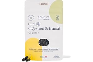 EPYCURE - Cure Confort Digestif - Améliore Digestion & Transit, Réduit Ballonnements & Flatulences - 95% Naturel - 5 Enzymes Digestives, Calcium, Fenouil, Zinc - 1 Mois - Vegan - Fabriqué en France
