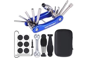 COZYROOMY Kit Attrezzi per Bicicletta, Kit Riparazione Bici con10 in 1 attrezzo Multifunzione, Chiave Osso Multifunzionale e Leva del pneumatico 3 in 1, Custodia trasporto. 6 mesi di garanzia