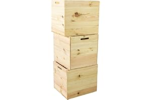 KISTENKOLLI ALTES LAND Lot de 3 caisses de rangement en bois - Convient pour les tiroirs ainsi que pour toutes les étagères Kallax et Expidit. Caisse à vin et à fruits