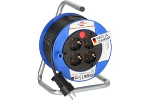 Brennenstuhl Garant Kompakt Kabeltrommel/Kabelrolle mit 4 Steckdosen (15m Kabel in schwarz, aus Spezialkunststoff, Made in Germany)