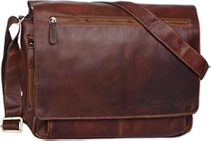 STILORD 'Jan' Borsa per Computer in Pelle Messenger per PC a Tracolla per Università Ufficio vintage in vero Cuoio Uomo Donna