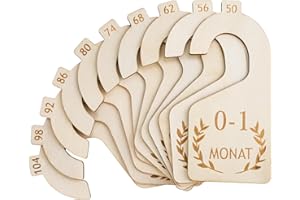 HGRGHH 10 Stück Größentrenner Baby, Babykleidung Trenner aus Holz, Baby Kleiderbügel Beidseitiger Druck, Größen 50 bis 104 Babyschrank Trennwände Von Neugeborenen bis zu 24 Monaten