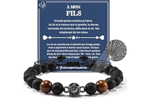YELUWA Bracelet Pour Mon Fils Cadeaux Pour Mon Fils De Maman Papa, Bracelet Pour Les Adolescents Garçons, Idées De Cadeaux de Noël Cadeaux D'anniversaire Cadeaux de Fin D'études Pour La Saint-Valentin
