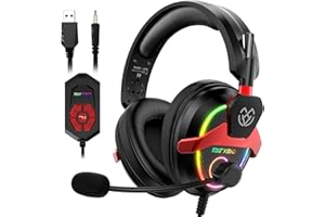 Tatybo Gaming Headset 7.1 Surround-Sound für PS4/PS5/PC/Xbox, PS4 Kopfhörer mit Mikrofon Noise Cancelling, 7.1 Soundkarte, RGB-Beleuchtung