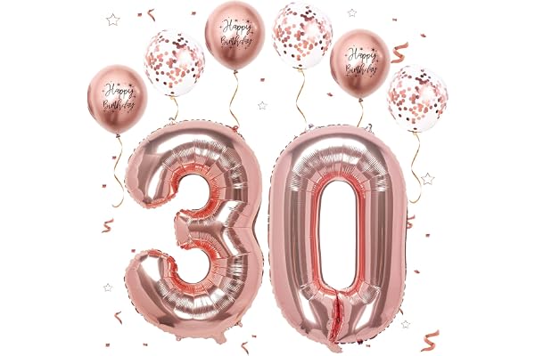 VUCDXOP Ballon Anniversaire 30 Ans Or Rose - 101 CM Chiffre 30, Happy Birthday Decoration 30 Anniversaire, Décoration Numéro - Vole à l'Hélium