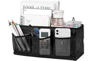 Fittoway Bedside Caddy Bedside Hanging Organizer Bag with 3 Pockets for Dorm Hospital College Bunk Bed to Storage Books Phones Remote Control (Black)