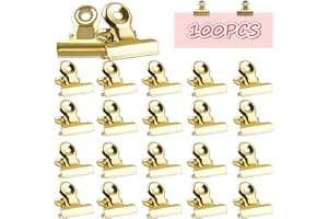 WDJLNZB Bulldog Clips, Mini Clips de Metal, 100 Pcs Pinzas de Metal, 22mm, Binder Paper Clips Pinzas Metal Papel de Bisagra Clip, para Bolsas de Alimentos, Fotos, Fuente de Oficina en el Hogar (oro)
