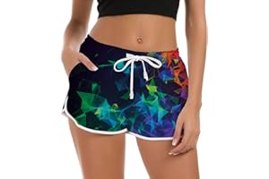 Fanient Damskie szorty kąpielowe na lato, krótkie kąpielówki, szybkoschnące, plażowe, do sportów wodnych, moda kąpielowa, szorty, spodnie do jogi, spodnie fitness z kieszeniami, 34-50