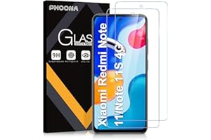 Phoona 2 sztuki, folia ochronna do Xiaomi Redmi Note 11 4G, Redmi Note 11S 4G, twardość 9H, bez pęcherzyków, odporna na odciski palców, odporna na zarysowania. Osłona ekranu ze szkła hartowanego do