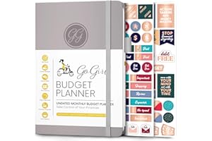 GoGirl Planificateur de Budget - Planificateur Financier Mensuel Agenda Livre de Budget. Journal de Suivi des Dépenses pour Contrôler votre Argent. Non Daté - 13.5x19cm, Durée de Vie 1 An - Gris