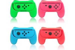 FYOUNG Grip für Joy Con Switch & Switch OLED Modell, [4 Pack] Comfort Controller Griff Halterung Zubehör Kompatibel mit Nintendo Switch & Switch OLED - Rot/Blau/Grün/Pink