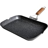 WECOOK! Ecochef Grill Induction Smooth 13.4 x 24 cm, Non-stick Quantanium without PFOA, Cast Aluminum, 5 mm Thick, Folding Wo