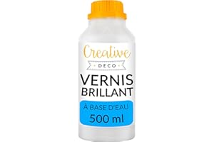 Creative Deco Vernis Peinture Acrylique Brillant | 500 ml Bouteille | Laque Transparent et Incolore | Finition et Protection de Surface | À base d'Eau | Anti-Tache | Utilisation Intérieure Extérieure