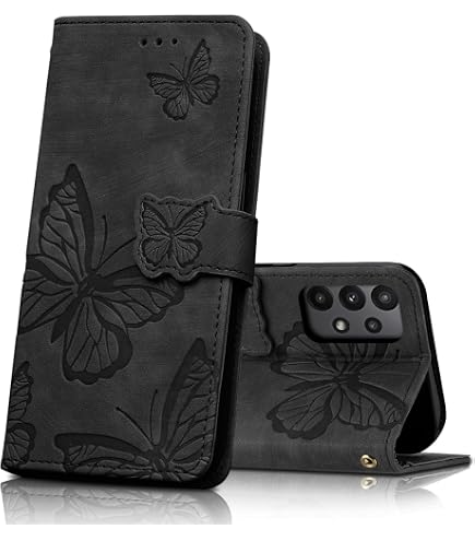 SEAHAI Cover Portafoglio Per Xiaomi Redmi A1/A2 - Design Foglie E Gatto In Rilievo, Rossa Con Cinturino