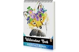Coolzon Papier Aquarelle A4 Cahier de Dessin Professionnel, Sans Acide Cahier Spirale Carnet Aquarelle pour Enfant Adultes, Bloc Dessin avec 30 Feuilles