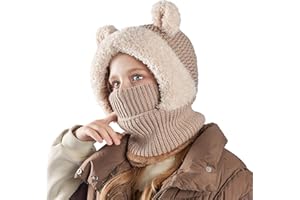 TAGVO Pasamontañas Térmico de Invierno Niños, Multifuncional Balaclava Prueba de Viento Cálido Máscara de Esquí, Cute Animal Gorro Forro Polar con Calentador de Cuello para Niños Niñas 4-10 Años