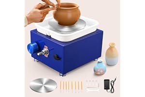 AOMDOM Tour de Potier, 2000RPM 6.5/10cm Plateau en Tour de Potier, Vitesse Stable et Réglable Tour Potier avec ABS Bassin d'eau Amovible Adapté aux Ateliers de Bricolage de Poterie et aux Amateurs