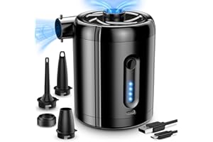 SUPPOU Bomba de Aire Eléctrica,6000mAh Batería Recargable,4 Boquillas,Inflador Eléctrico Portátil, para Barco Inflable,Piscinas, Colchones de Cama, Inflador(2024 Update)