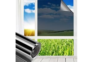 ‎MUHOO MUHOO Fensterlfolie 90x400cm, Spiegelfolie Fenster Sichtschutz, 99% UV & Sonnenschutzfolie Fenster, Verdunkelungsfolie Fenster - Schwarz