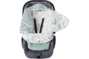 ‎MIRACLE BABY Einschlagdecke Babyschale für Winter Buggy Schlafsack Universal Fußsack Babydecke Baumwolle Baby Pucksack für Kinderwagen Autositz 0-3 Monate (Grüne Blätter S (0-3M))