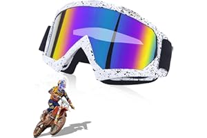 HPiano Lunettes de Motocross, Masques et Lunettes de Ski, Masque Moto MotocrossLunettes de Ski de Sécurité Réglables, Extérieures Goggles pour Moto tout-terrain, Enduro, VTT, Motocross, ATV MX