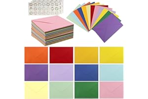 LUCKNIGHT 72 szt. Kolorowe koperty, wielobarwny zestaw kopert listowych, zawiera 3 samoprzylepne naklejki, idealne na urodziny, wesela, imprezy i inne okazje (12 kolorów)