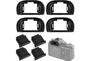 DOZYLIVE Aktualisierte Okularmuschel und Kamera-Blitzschuhabdeckung für Sony Alpha A7III A7II A9 A7S A99II A58 A7 A7R IV A7RIII A7SII, 4er Set Ersatz Augenmuschel, Schutzabdeckungen für Blitzschuh für FDA-EP18