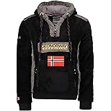 Geographical Norway Gymclass Sherco Men - Felpa Cappuccio con Tasca A Canguro Uomo - Felpa Pullover Hoody Caldo A Maniche Lun
