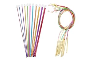 GUDQVOZIHG Set di 23 Uncinetti, 12 Ganci Circolari Tunisini Colorati con Corda, 11 Uncinetti Tunisini (2-8 mm) in Alluminio, Uncinetti Afghani