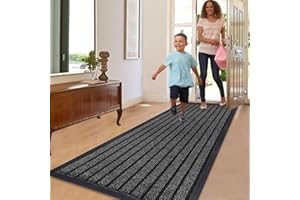 Rugs Inn Rubber Runner Rug for Hallways - Heavy Duty Anti Slip PVC Backing Runners Perfect for Mud-Rooms Muddy Wet Shoes and Paws(Grey, 60 x 180 cm)