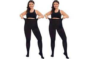 CozyWow Mallas de talla grande para mujer, resistentes a la correr 80D, suaves, color sólido, semiopacas cintura alta 1X, 2X, 3X, 4X
