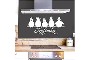 Grandora Wandtattoo Topfgucker 5 Vögel I weiß 30 x 14 cm I Küche Spruch Zitat Aufkleber selbstklebend Wandaufkleber Wandsticker W862