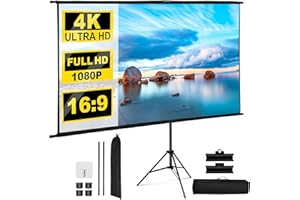 Aomdom Beamer Leinwand mit Stativ 120 Zoll, 16:9-Leinwand, 4K-HD Tragbare Projektionswand Geeignet für Zuhause, Outdoor, Büro, Schule