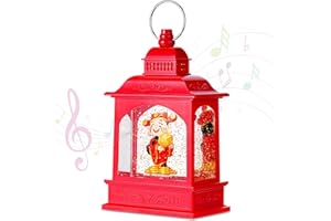 Xakay Snow Globes New Year Lantern Decorations with Music Water Glitter Snow Globe with CAI Shen Statue Chinese Lunar New Year Ornaments USB and Battery Operated Snowglobe Spring Festival Gifts