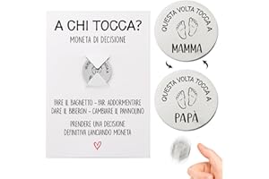 GEBETTER Moneta Decisionale Regalo per Neo Genitori Natale, Moneta di Decisione Regalo Neo Mamma Papà, Regalo Nascita Gravidanza Battesimo Donna Incinta Baby Shower Neonati
