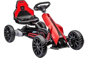 HOMCOM Electric Go Kart for Kids, 12V Battery Powered Drift Kart with Dual Speed, Forward and Reverse, Safety Belt for Boys and Girls, Ages 3-8 Years, Red