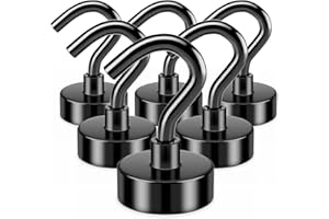 VNDUEEY 6 Pack Magnetic Hooks Heavy Duty 40lb Neodymium Magnetic Hooks Strong Magnetic Hooks for Hanging Black Magnetic Hooks for Cruise BBQ Locker Accessories Garage