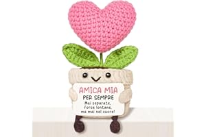 Giftasy Regalo Amica Compleanno, Regalo Donna Compleanno - Cuore all’Uncinetto di Supporto Emotivo, Regali Migliore Amica, Idea Regali Amiche Speciale Originale