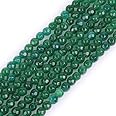 Gem-Inside 4mm Green Jade Natural Gemstone Faceted Round Semi Precious Loose Beads for Jewellery Making 15" Strand