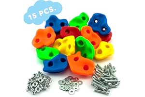 GO!elements 15 pieces climbing holds children set outdoor incl. Mounting material | Indoor climbing stones for climbing wall | Kids Boulders colorful for play tower with screws