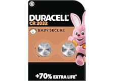 Duracell - Pilas de botón de litio 2032 de 3 V, paquete de 2, Tecnología Baby Secure, uso en llaves con sensor magnético, bás
