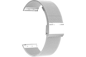 Microwear Cinturino in Acciaio Inossidabile,Cinturino per Orologio 16/18/20/22mm Cinturino Smartwatch in Maglia Intrecciata in Maglia Bracciale Cinturino Fibbia per Uomo e Donna…