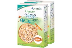 FLEUR ALPINE Baby Food | Organic Oat Baby Cereal Pack of 2 - Baby Porridge for Delicious Breakfast Meals | Nutritious and Instant Gluten Free Porridge 5+ Months with No Added Sugars | 2x7 Servings