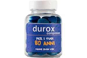 DFPRIME DUROX Compresse Blu 80 Anni – Scherzo Wiagras Goliardico per Uomo – Idea Regalo Divertente Compleanno 80 anni – Confetti Blu al Cioccolato – FANNE BUON USO