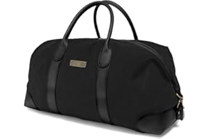 DRAKENSBERG Weekender 'David' L - Reisetasche, Wochenend-, Duffel- und Sport-Tasche im Vintage-Retro-Design, groß, Damen, Herren, nachhaltig handgemacht, Canvas, Leder, 60L, Schwarz, DR00146