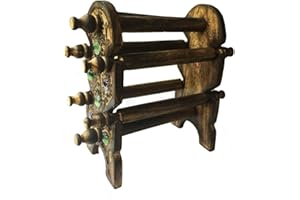 Bignay Handmade Wooden Bangle Stand 6 Rod Bracelet Stand Wooden Bangle Holder Stand Black Bracelet Holder Present for Girls and Women - 12 inch