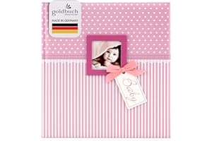goldbuch 15801 Babyalbum mit Fensterausschnitt, Sweetheart, 30 x 31 cm, Baby Fotoalbum mit 62 weißen Seiten, davon 4 illustriert und 58 blanko, Fotobuch mit Pergamin-Trennblättern, Kunstdruck, Pink