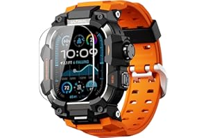 ULTIMAL Gehäuse mit Armband und Panzerfolie für Apple Watch 49mm, 3 in1 Sportarmband Kompatibel mit Apple Watch Ultra 3 2 1, Militärisch zertifiziertes stoßfestes Schutzcover für iWatch