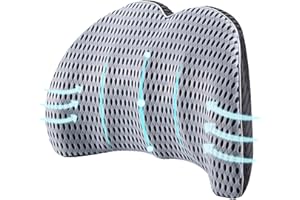 Aipwerer Poduszka lędźwiowa, poduszka podpierająca plecy do samochodu i krzesła biurowego, ergonomiczna pianka z pamięcią kształtu, podparcie okolic lędźwiowych dla optymalnego komfortu, korekcji